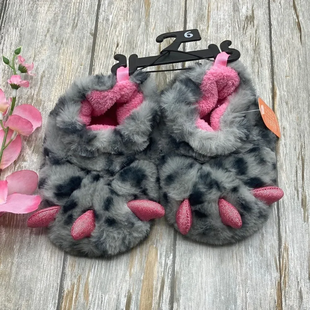 Baby Girl Fuzzy Claw Foot Little Monster Feet Slippers Shoes Size 6